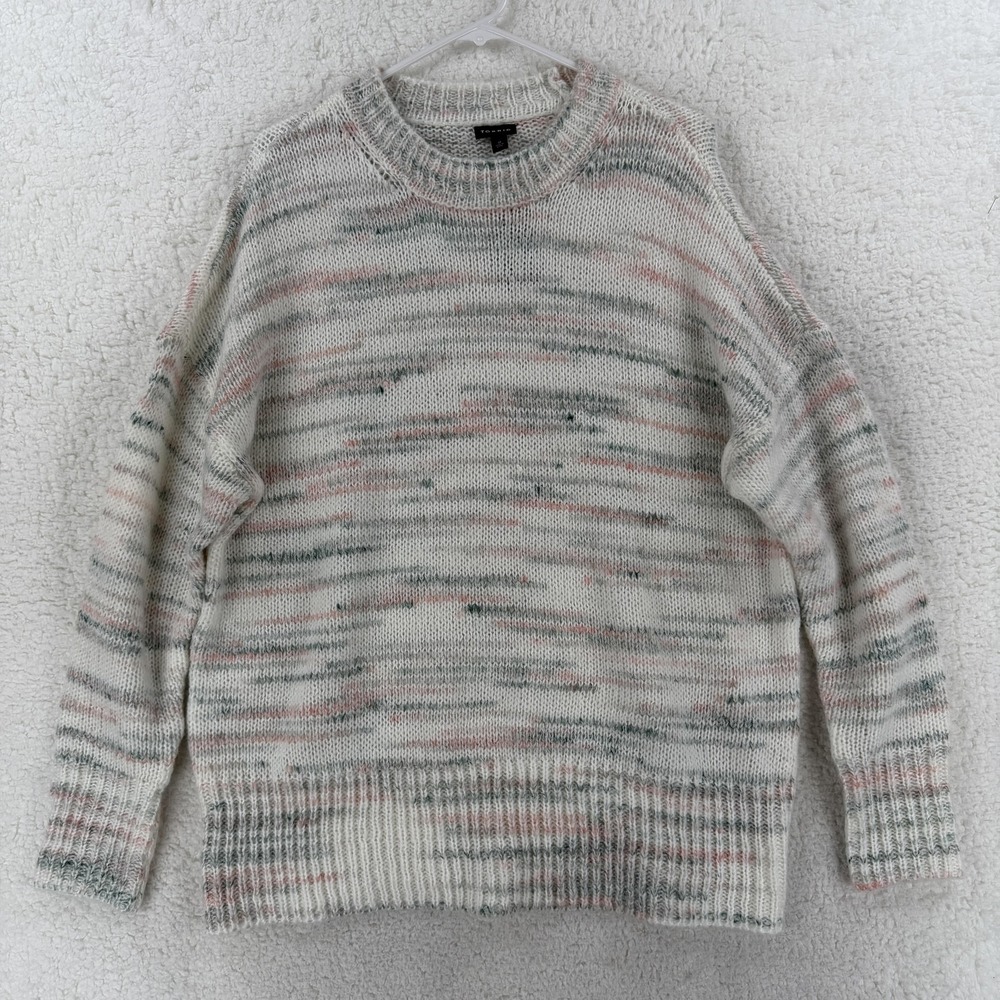 Torrid Sweater‎ Womens Large 12 White Multi Stripe Crewneck Pullover Long Sleeve